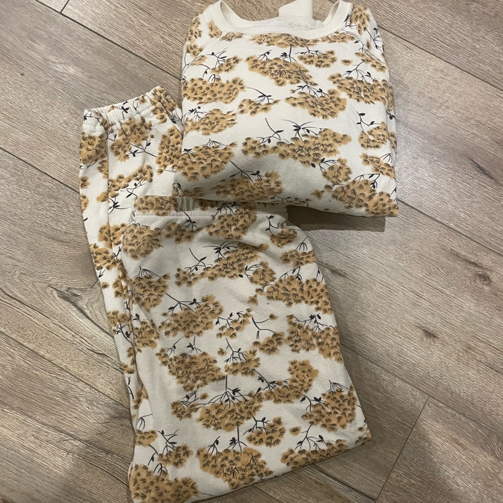 THE GREAT. Cream and Brown Floral sweats